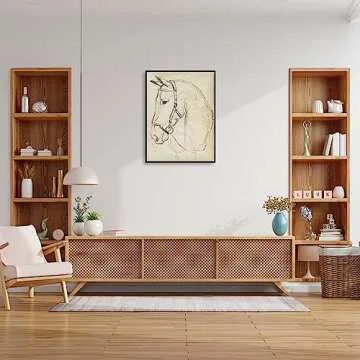 Amanti Art Framed Canvas Wall Art 30x23 Horse in Bridle Sketch II by Jennifer Paxton Parker, Framed Wall Art Canvas, Animals Artwork, Modern Decor, Large Poster Painting for Living Room, Bedroom,