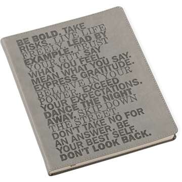 Eccolo Large Lined Journal Notebook, Flexible Cover, Writing Journal, 256 Ruled Ivory Pages, Ribbon Bookmark, Lay Flat, Desk Size for Work or School, Be Bold (Gray, 8x10 inches)