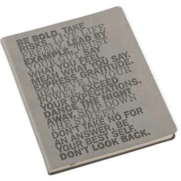 Eccolo Large Lined Journal Notebook, Flexible Cover, Writing Journal, 256 Ruled Ivory Pages, Ribbon Bookmark, Lay Flat, Desk Size for Work or School, Be Bold (Gray, 8x10 inches)