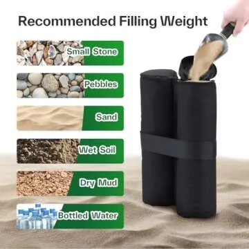 4-Pack Canopy Weights Sand Bags for Canopy Tent, Ohuhu Heavy Duty Weight Bags Sandbag for Pop Up Canopy Tents, Gazebo Weights for Instant Outdoor Sun Shelter Canopy Legs (Bag Only, Sand Not Included)