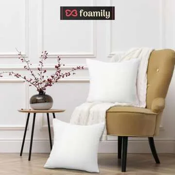 Foamily Square Throw Pillow Insert 20 x 20 inch, Set of 2 Pillow Inserts and Couch Pillow Filler, Polyester Throw Pillow Inserts for Indoor Use, Made in USA