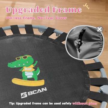 BCAN 36'' Mini Folding Ages 2 to 5 Toddler Trampoline with Handle for Kids, Two Ways to Assemble The...