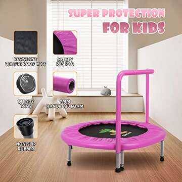 BCAN 36'' Mini Folding Trampoline for Kids Indoor Fun