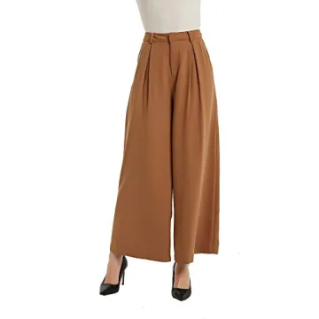 Tronjori Women High Waist Casual Wide Leg Long Palazzo Pants Trousers Regular Size