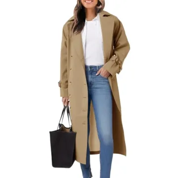 Tankaneo Women's Oversized Double Breasted Trench Coat
