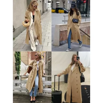 Tankaneo Women's Oversized Double Breasted Trench Coat