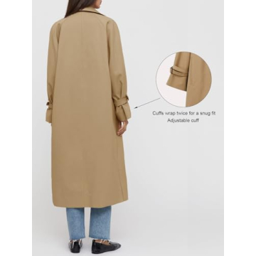 Tankaneo Women's Oversized Double Breasted Trench Coat