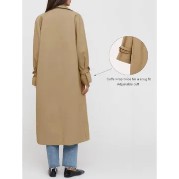 Tankaneo Women's Oversized Double Breasted Trench Coat