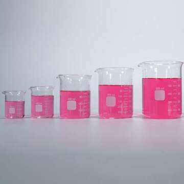 Glass Measuring Low Form Beaker Set Glass Graduated Beaker Set (50ml+100ml+250ml+400ml+600ml)