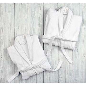 Terry Towels Classic Bath Robe, Premium Spa Robe, Large White
