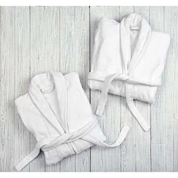 Terry Towels Classic Bath Robe, Premium Spa Robe, Large White