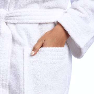 Terry Towels Classic Bath Robe, Premium Spa Robe, Large White