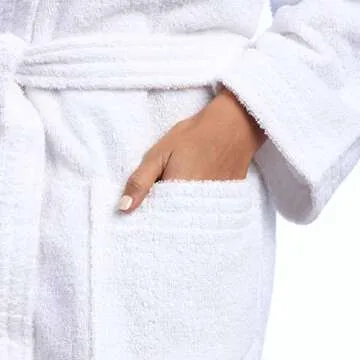 Terry Towels Classic Bath Robe, Premium Spa Robe, Large White