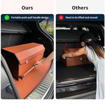 XCF Car Trunk Organizer for SUV, Collapsible Leather Car Storage Trunk Organizer with Lid and Sturdy...