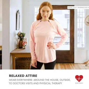 Inspired Comforts Women's Chemo Port Access Shirt with Dual Chest Zips | Full Sleeve | 100% Cotton | M, Pink