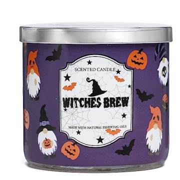 Halloween Pumpkin Scented 3-Wick Candle - 14oz, Long-Lasting & Natural