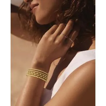 18K Gold Beaded Stretch Bracelets for Women - Trendy Gift