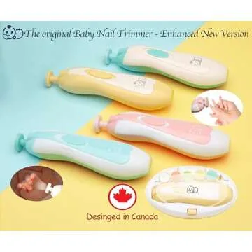 Baby Nail Trimmer 21 in 1, Usage Labeled Case & 13 Extra Replacement Tools, Royal Angels Baby Electric Nail File, Baby Nail Care, Nail Clipper Newborn Toddler Toes & Fingernails Nail Kit (Yellow)