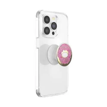 PopSockets Phone Grip with Expanding Kickstand, Enamel Graphic - Donut Pink