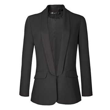 Urban CoCo Women's Stylish Open Front Office Blazer Jacket in Black