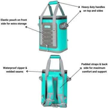 RTIC Backpack Cooler 24 Can, Insulated Portable Soft Cooler Bag Waterproof for Ice, Lunch, Beach, Drink, Beverage, Travel, Camping, Picnic, Car, Hiking, Seafoam Green