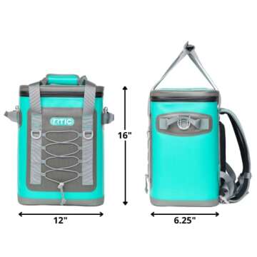 RTIC Backpack Cooler 24 Can, Insulated Portable Soft Cooler Bag Waterproof for Ice, Lunch, Beach, Drink, Beverage, Travel, Camping, Picnic, Car, Hiking, Seafoam Green