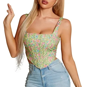 KUTUMAI Women's Summer Floral Corset Crop Top - Cute Flesh-Baring Fashion Piece