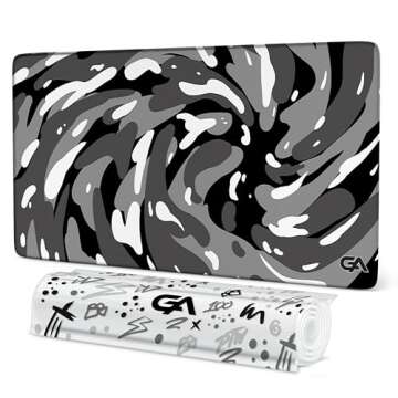 GutzyAiden Swirl XXL Gaming Mouse Pad | 36" x 18" | Hybrid Polyester Fabric Top | Non-Slip Rubber Base | 4mm Thick (Arctic Swirl)