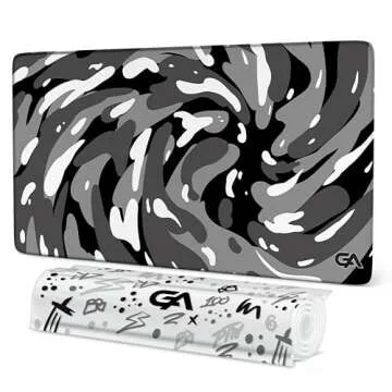 GutzyAiden Swirl XXL Gaming Mouse Pad | 36" x 18" | Hybrid Polyester Fabric Top | Non-Slip Rubber Base | 4mm Thick (Arctic Swirl)
