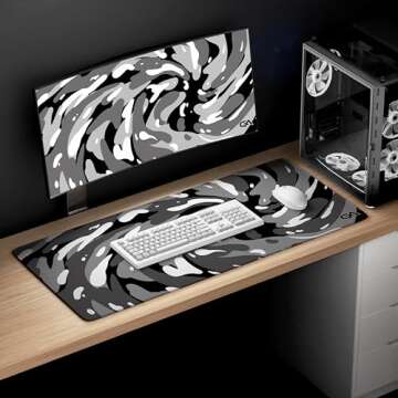 GutzyAiden Swirl XXL Gaming Mouse Pad | 36" x 18" | Hybrid Polyester Fabric Top | Non-Slip Rubber Base | 4mm Thick (Arctic Swirl)