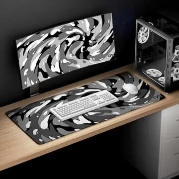 GutzyAiden Swirl XXL Gaming Mouse Pad | 36" x 18" | Hybrid Polyester Fabric Top | Non-Slip Rubber Base | 4mm Thick (Arctic Swirl)