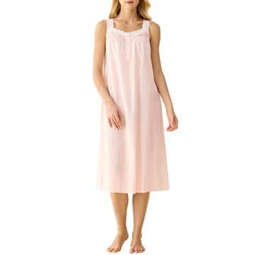 Latuza Women's Sleeveless Cotton Nightgown with Matching Long Robe Set