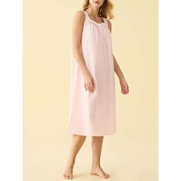 Latuza Women's Sleeveless Cotton Nightgown with Matching Long Robe Set