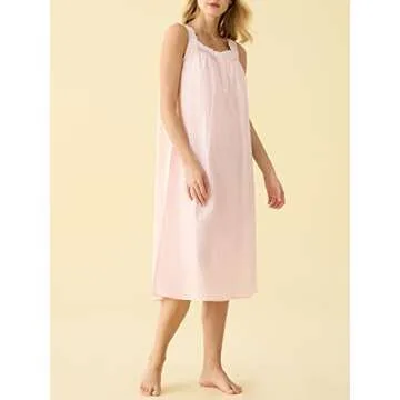 Latuza Women's Sleeveless Cotton Nightgown with Matching Long Robe Set
