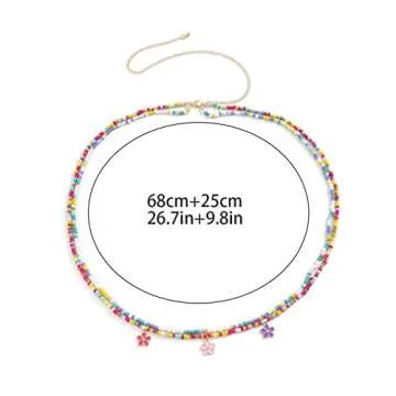 Sexy Beaded Waist Chain Summer Boho Bikini Beads Belly Chains Summer Beach Waist Bead Belly Chain Body Chain Jewelry for Women(Flower)