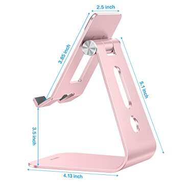 OMOTON Adjustable Tablet Stand for Desk, Upgraded Longer Arms for Greater Stability, T2 Tablet Holder with Hollow Design for Bigger Sized Phones and Tablets Such as iPad Pro/Air/Mini, Rose Gold