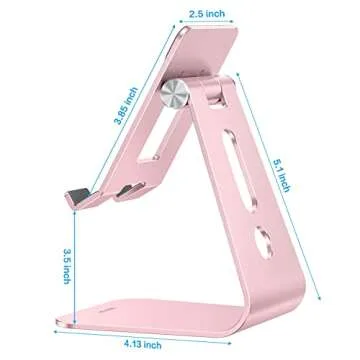 OMOTON Adjustable Tablet Stand for Desk, Upgraded Longer Arms for Greater Stability, T2 Tablet Holder with Hollow Design for Bigger Sized Phones and Tablets Such as iPad Pro/Air/Mini, Rose Gold