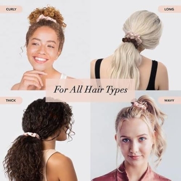 Kitsch Silk Scrunchies for Women - Satin Scrunchies for All Hair Types and Textures, No Crease Hair Ties for Girls, Perfect for Day or Night - 5 Pcs, Cameo