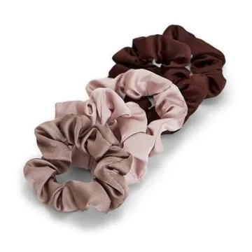 Kitsch Silk Scrunchies for Women - Satin Scrunchies for All Hair Types and Textures, No Crease Hair Ties for Girls, Perfect for Day or Night - 5 Pcs, Cameo