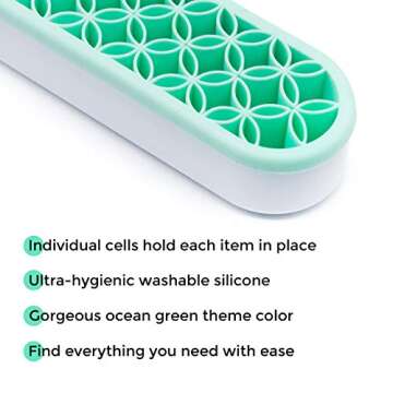 Multipurpose Silicone Organizer, Makeup Organizer, Brush Holder, Pen Holder, Sturdy Toothbrush Holder for Kids, Lipstick Holder for Vanity, Secure Cells Hold Each Item, No Falling