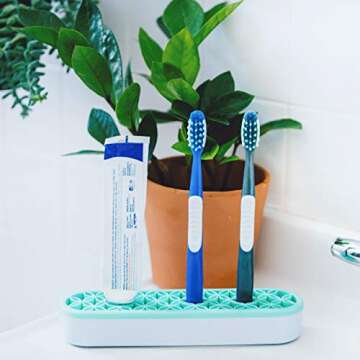 Multipurpose Silicone Organizer, Makeup Organizer, Brush Holder, Pen Holder, Sturdy Toothbrush Holder for Kids, Lipstick Holder for Vanity, Secure Cells Hold Each Item, No Falling