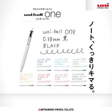 Uni Ball One, Gel Ink 0.38mm Ballpoint Pen, 8 Colors Set (UMNS388C)