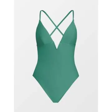 CUPSHE Women Deep V One Piece Swimsuit - Crisscross Back