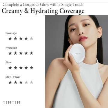 TIRTIR My Glow Cream Cushion | Natural Coverage, Hydrating, Dewy, Glow Finish, 24-Hours Long Lasting, Moisture barrier, Korean Cushion, Pack of 1 (0.63 oz.), #21N Ivory