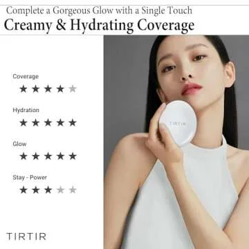 TIRTIR My Glow Cream Cushion | Natural Coverage, Hydrating, Dewy, Glow Finish, 24-Hours Long Lasting, Moisture barrier, Korean Cushion, Pack of 1 (0.63 oz.), #21N Ivory