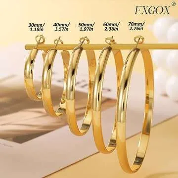 Stylish EXGOX Gold Hoop Earrings for Women - Durable & Hypoallergenic
