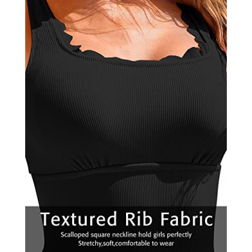 Charmo Scalloped Ribbed One Piece Swimwear for All Shapes