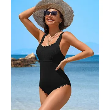 Charmo Scalloped Ribbed One Piece Swimwear for All Shapes
