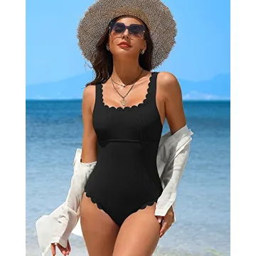 Charmo Scalloped Ribbed One Piece Swimwear for All Shapes