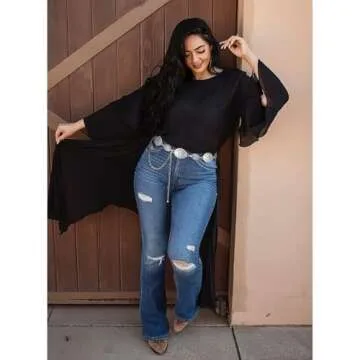 XZQTIVE Women Boho Chain Belt: Adjustable Metal Concho for Stylish Looks